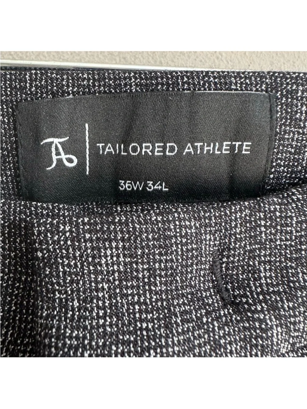 Tailored Athlete Semi Plain Trousers Black/Grey 36x34 NEW